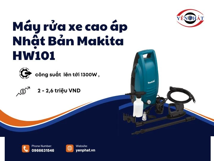 Máy rửa xe cao áp Nhật Bản Makita HW101