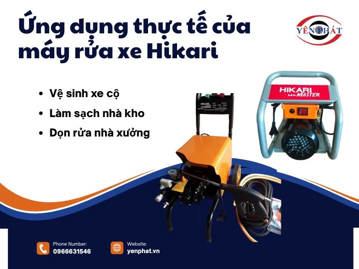 Ứng dụng thực tế của máy rửa xe Hikari 