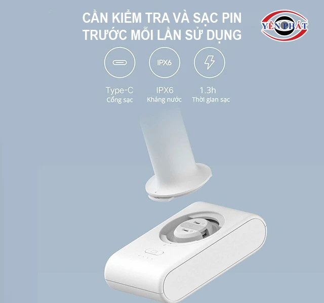 sạc pin trước mỗi lần xịt rửa