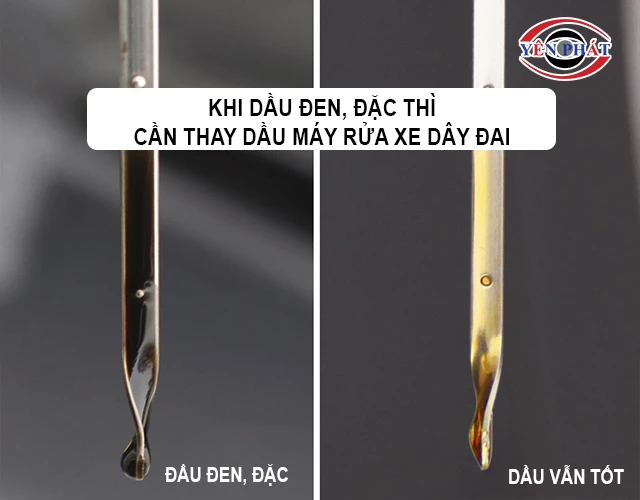 thay dầu máy rửa xe dây đai khi dầu đen