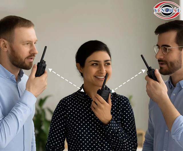 Liên lạc bằng bộ đàm 3 cái