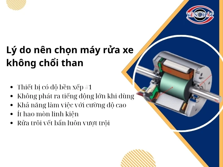 Máy rửa xe không chổi than và những ưu điểm