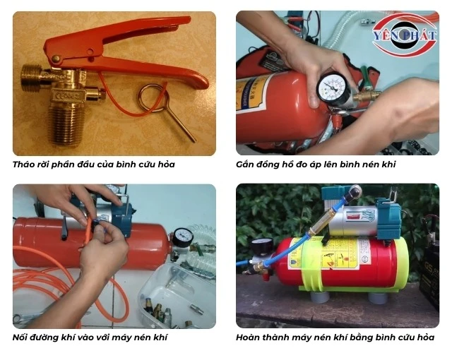 Quy trình chế tạo máy nén khí từ bình cứu hoả