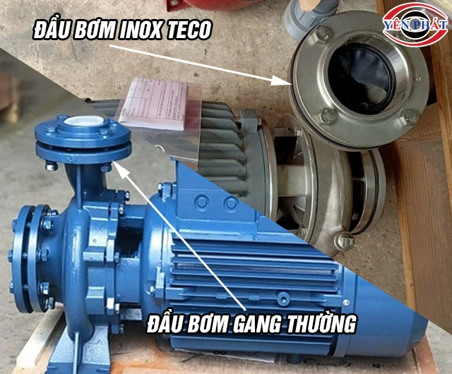 So sánh máy bơm nước ly tâm Teco đầu inox 20HP HVS380-115 205
