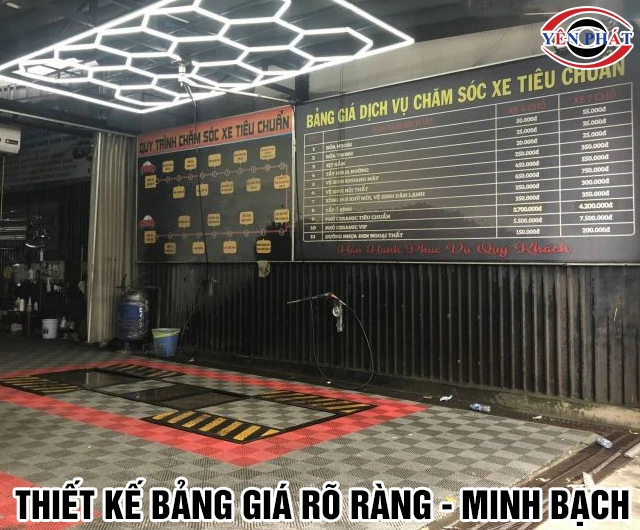 Tạo bảng giá cho tiệm rửa xe