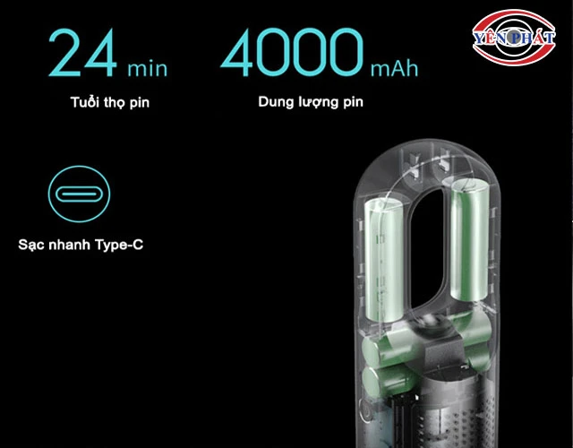 sạc đầy pin máy hút bụi 70mai