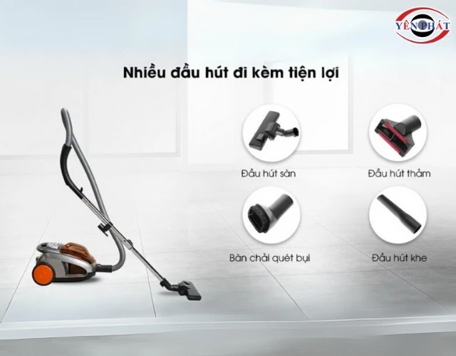 Máy vệ sinh bụi 2500W có nhiều đầu hút chuyên dụng