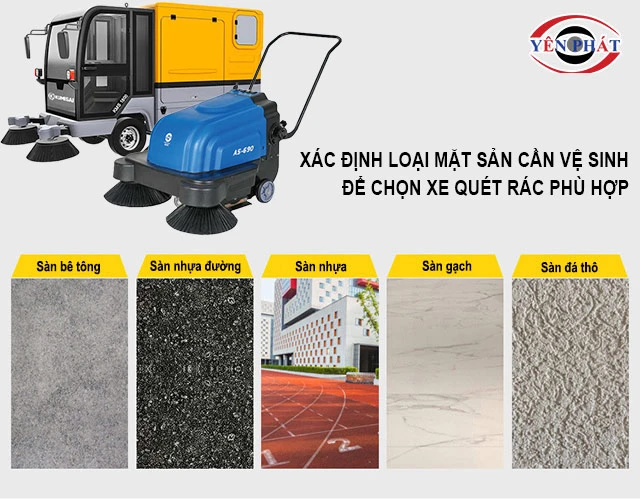 chọn Xe quét đường phù hợp loại sàn