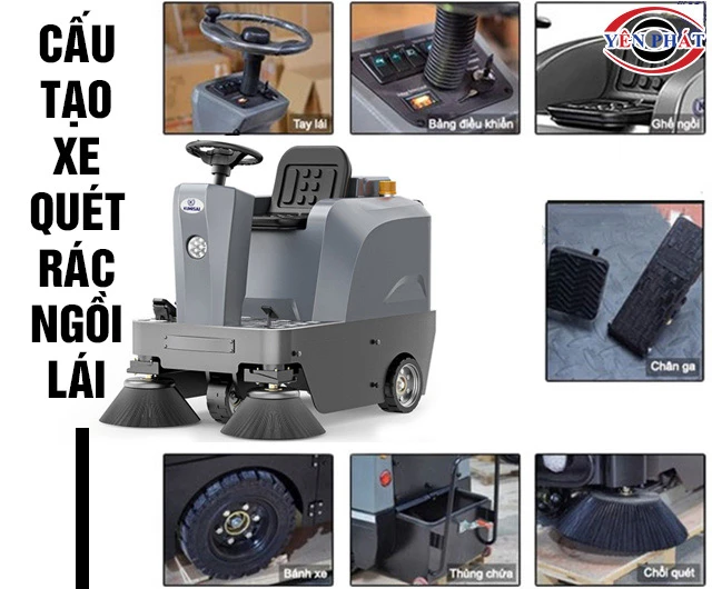 Kết cấu xe quét rác ngồi lái
