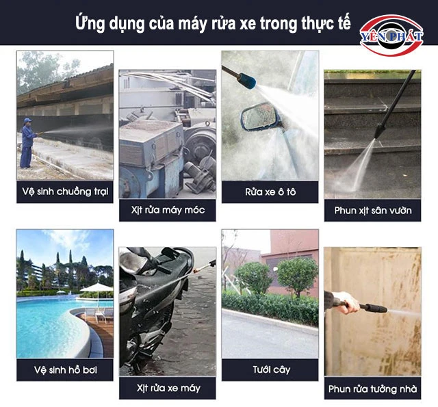 ứng dụng của máy rửa xe cao áp 1 pha