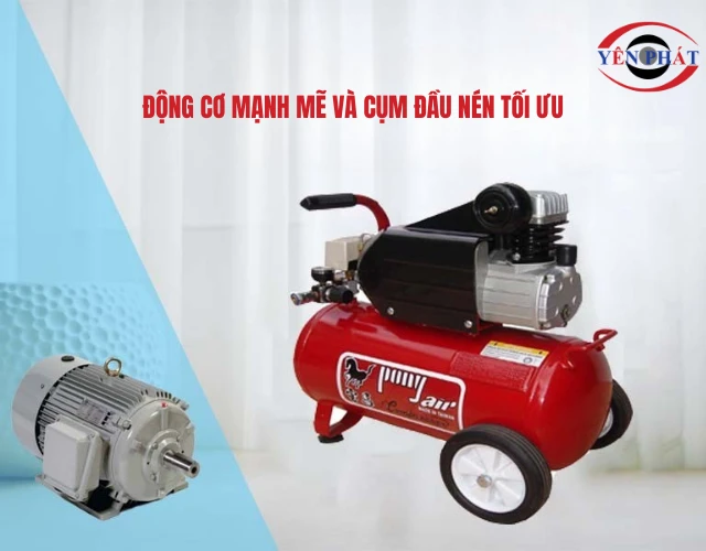 Máy nén khí Pony có động cơ mạnh mẽ và cụm đầu nén tối ưu