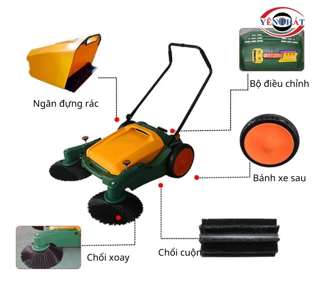 các bộ phận xe quét rác đẩy tay