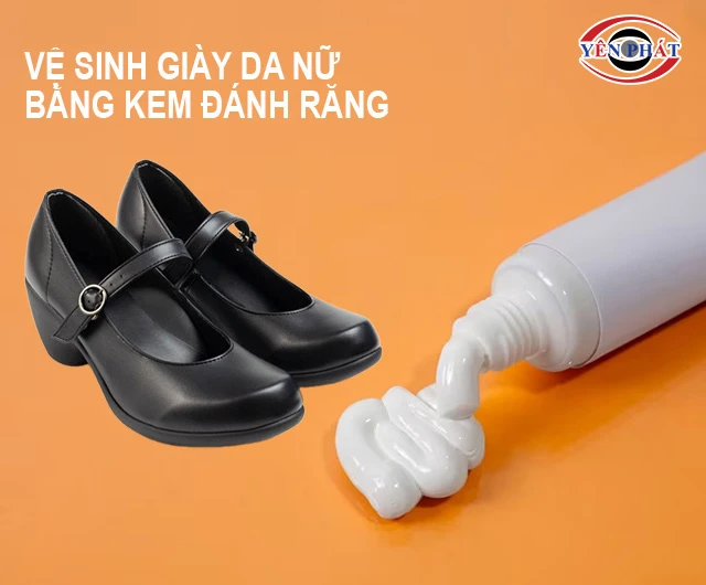 vệ sinh giày da nữ bằng kem đánh răng
