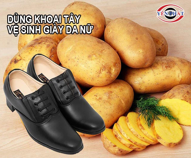 vệ sinh giày da nữ bằng khoai tây