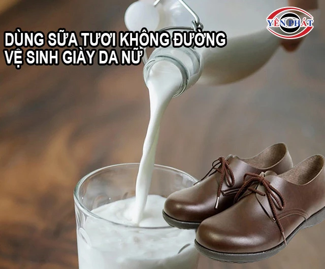 vệ sinh giày da nữ bằng sữa tươi