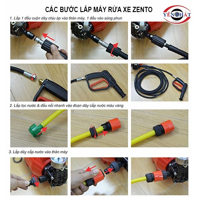 cách lắp máy rửa xe Zento