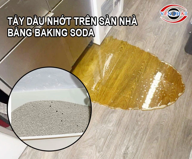 Dùng cát vệ sinh cho mèo tẩy dầu nhớt trên sàn nhà