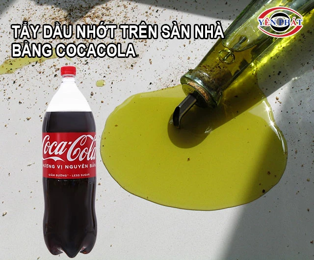 Dùng Cocacola tẩy dầu nhớt trên sàn nhà