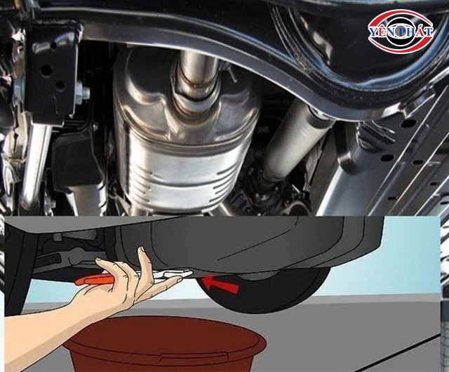 hút dầu xe tải bằng ốc xả dầu