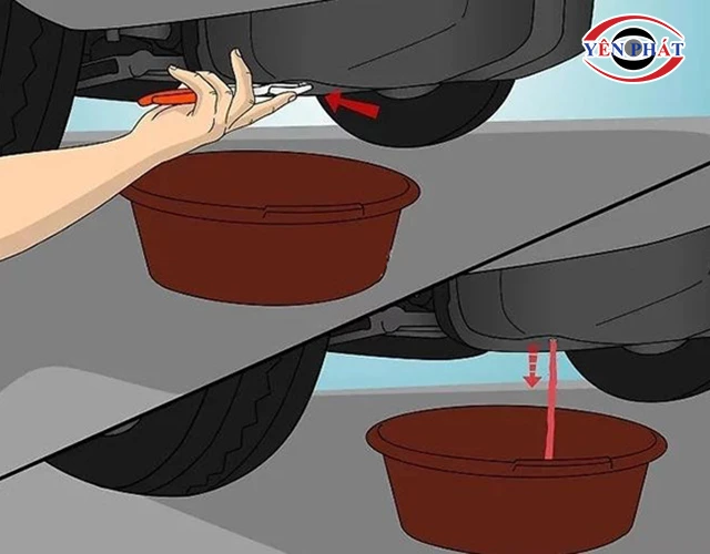 Xác định vị trí và tháo ốc xả dầu