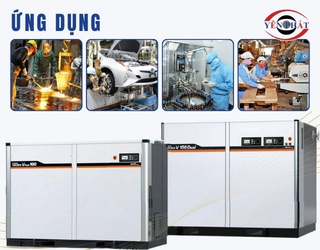 Máy khí nén 100kW được ứng dụng rộng rãi công sản suất công nghiệp