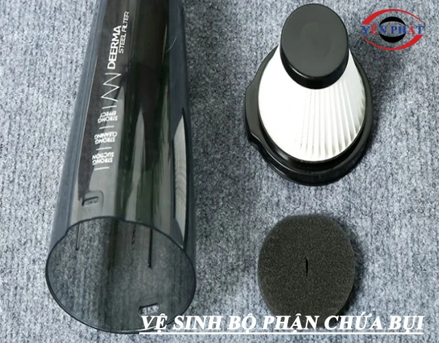 Vệ sinh bộ phận chứa bụi máy hút bụi 600w liên tục