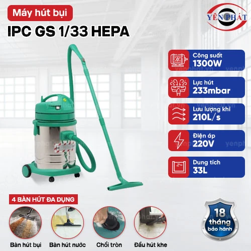 Máy hút bụi IPC nhà xưởng GS 1/33 HEPA 2
