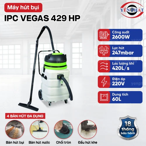 Máy hút bụi nước thùng nhựa IPC Vegas 429 HP 2