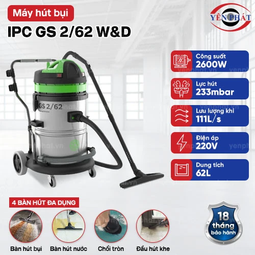 Máy hút bụi công nghiệp cho nhà xưởng IPC GS 2/62 W&D 2