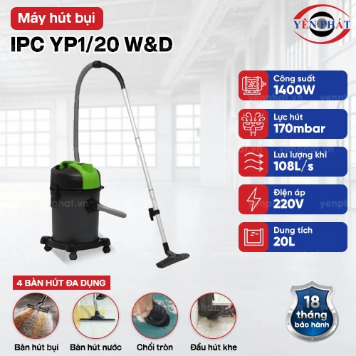 Máy hút bụi khô & ướt IPC YP1/20 W&D 2