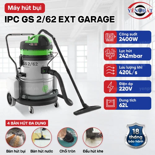 Máy hút bụi & giặt thảm IPC GS2/62 EXT GARAGE 2