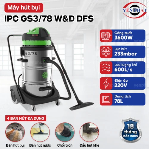 Máy hút bụi khô ướt IPC GS3/78 W&D DFS (2 tầng lọc bụi) 2