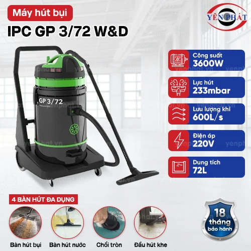 Máy hút bụi công nghiệp loại lớn IPC GP 3/72 W&D 2