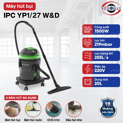Máy hút bụi khô & ướt IPC YP1/27 W&D 2