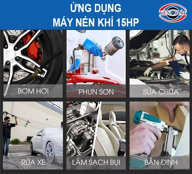 ứng dụng của máy nén hơi 15HP
