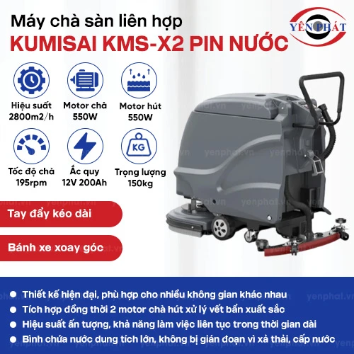 Máy chà sàn liên hợp Kumisai KMS-X2 pin nước 2