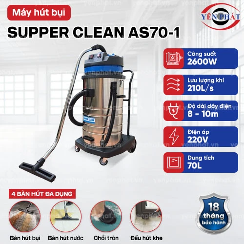 Máy hút bụi công nghiệp Supper Clean AS70-1 2