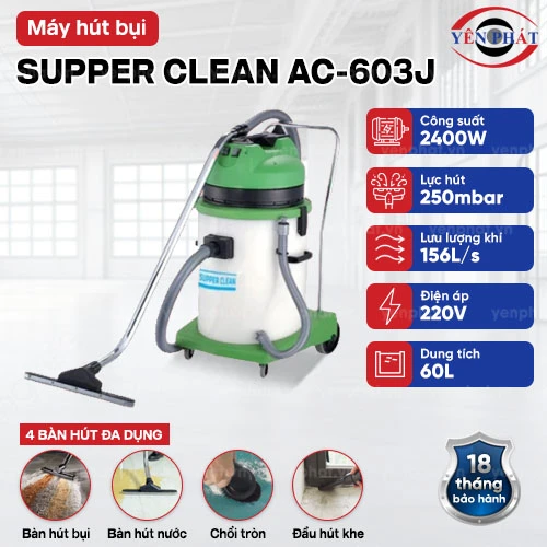 Máy hút bụi thùng nhựa SUPPER CLEAN AC-603J 2