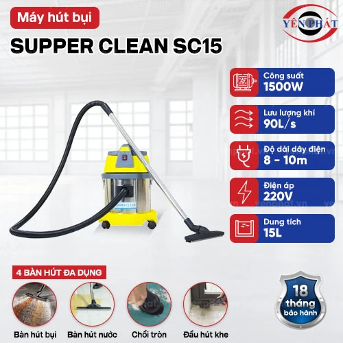 Máy hút bụi hút nước công nghiệp loại nhỏ SUPPER CLEAN SC15 2