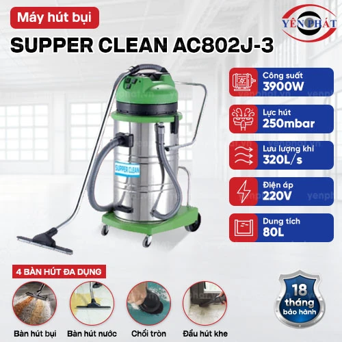 Máy hút bụi công nghiệp khô và ướt SUPPER CLEAN AC802J-3 2