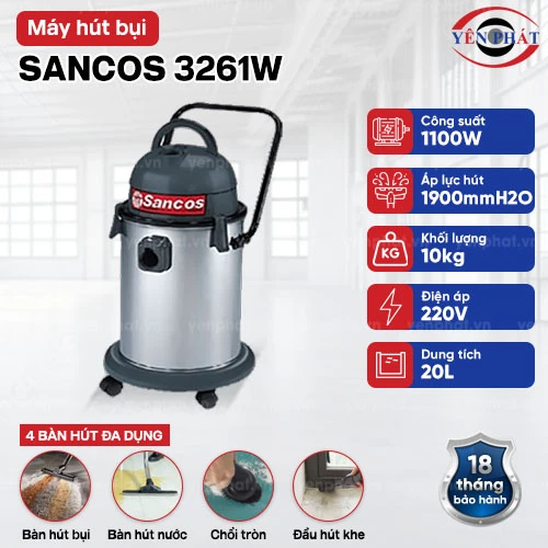 Máy hút bụi - hút nước - thổi bụi SANCOS 3261W 2