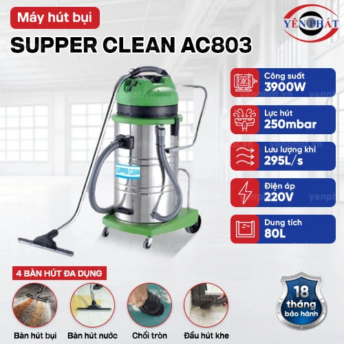 Máy hút bụi công nghiệp công suất lớn Supper Clean AC803 2