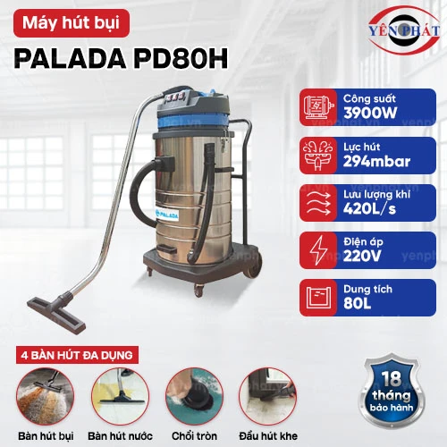 Máy hút bụi công nghiệp khô ướt Palada PD80H 2