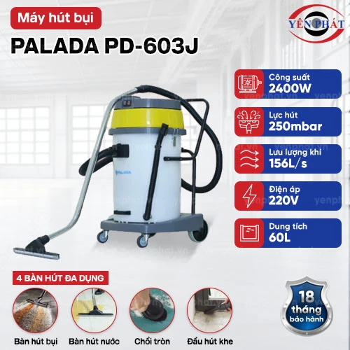 Máy hút bụi vệ sinh công nghiệp thùng nhựa Palada PD-603J 2
