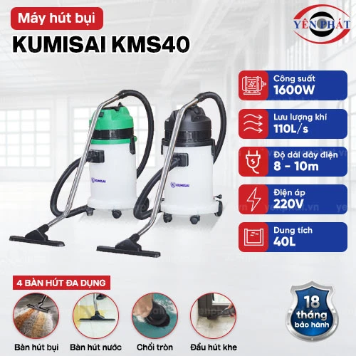 Máy hút bụi công nghiệp thùng nhựa Kumisai KMS40 2