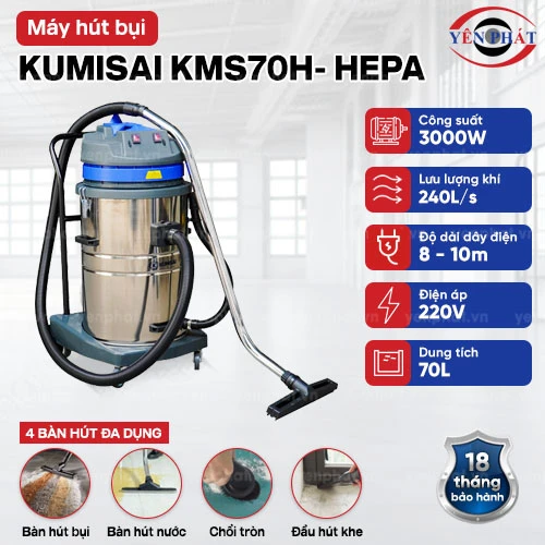 Máy hút bụi công nghiệp Kumisai KMS70H- Hepa 2