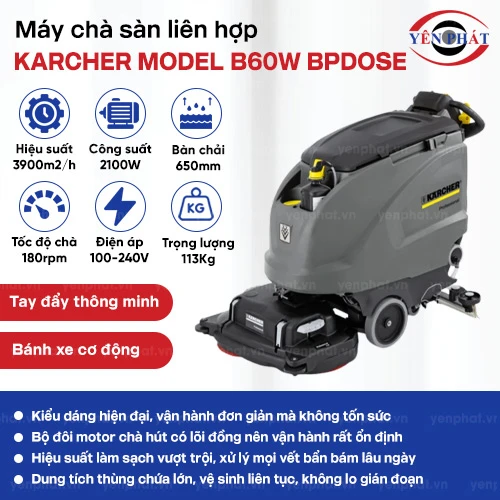 Máy chà sàn liên hợp Karcher Model B60W BpDose 2