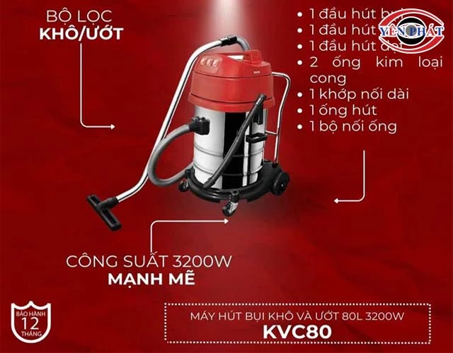 Máy hút bụi 3200W đa năng 80L KVC80 - DCK