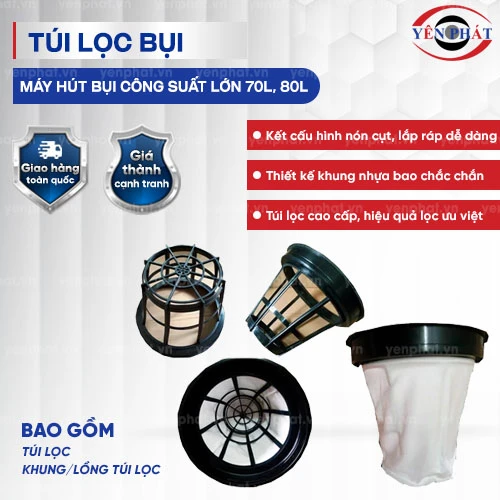 Túi lọc bụi máy hút bụi công suất lớn 70l, 80l 2