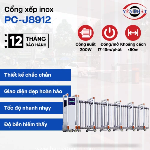 Cổng xếp inox chạy điện PC-J8912 2